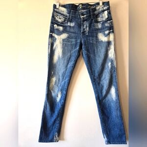7 FOR ALL MANKIND Josephina Skinny Boyfriend Distressed Blue Jeans. Size 26